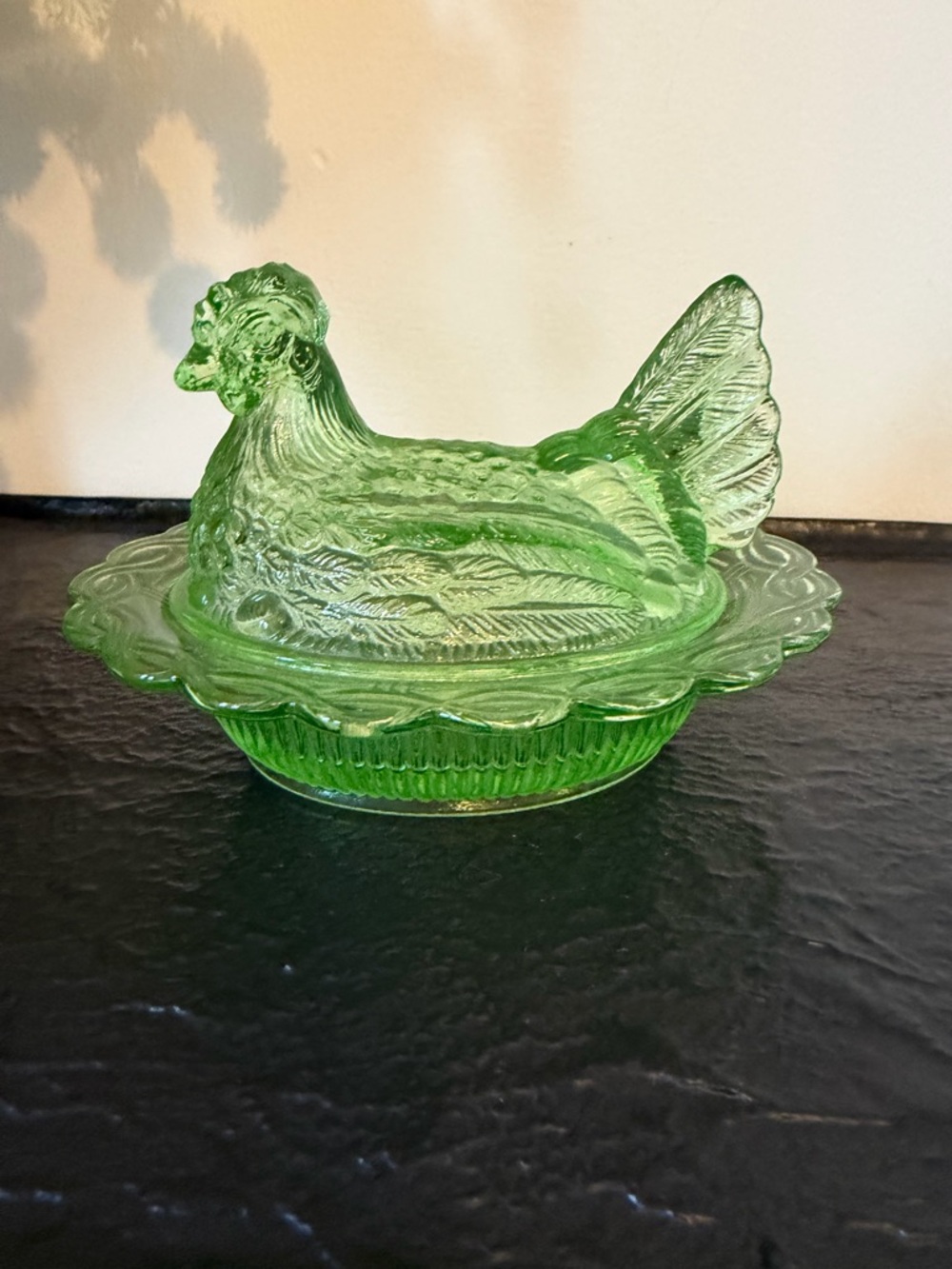 Mosser Green Hen on Nest Vintage 6.5”